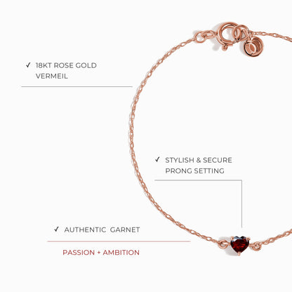 Bracelet Grenat Enfant - Amour