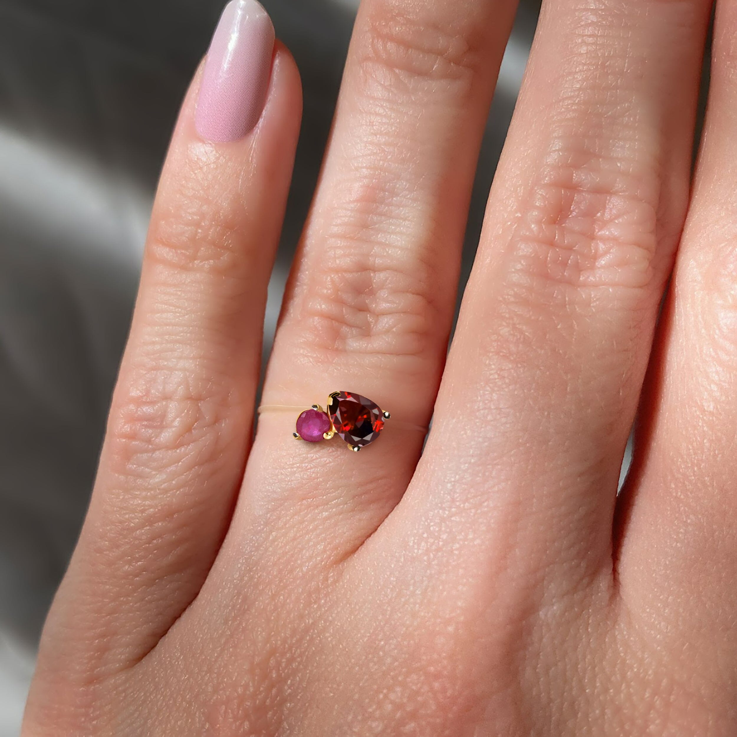 Floating Ring - Toi Et Moi Garnet & Ruby