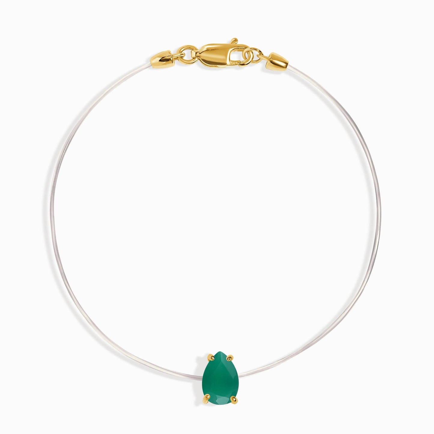 Bracelet en onyx vert flottant - Pierre de naissance de mai