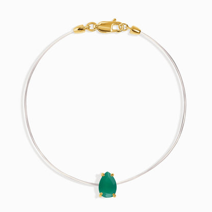 Bracelet en onyx vert flottant - Pierre de naissance de mai