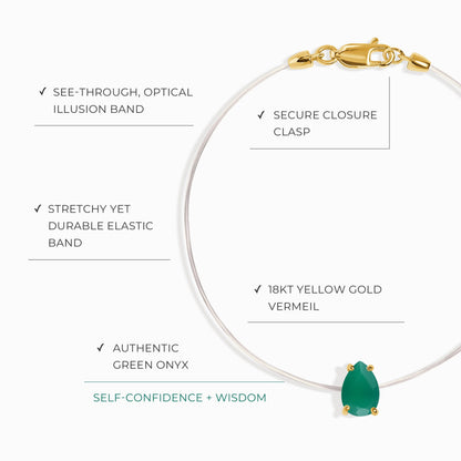 Bracelet en onyx vert flottant - Pierre de naissance de mai