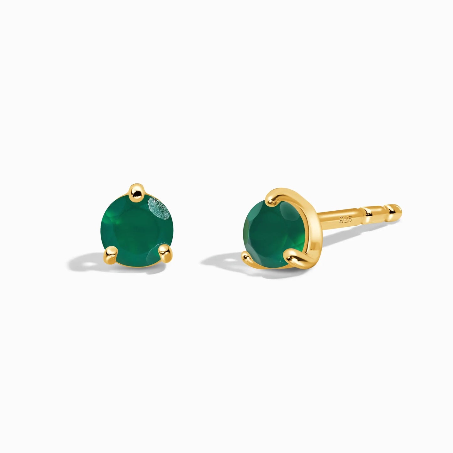 Green Onyx Round Studs - May Birthstone Moon Magic