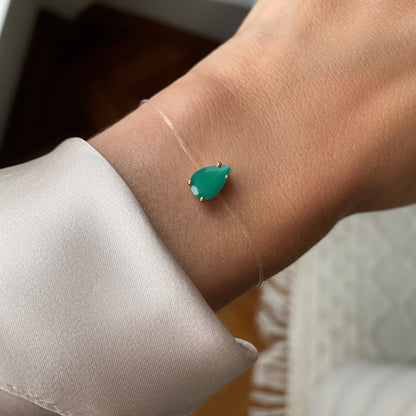 Bracelet en onyx vert flottant - Pierre de naissance de mai