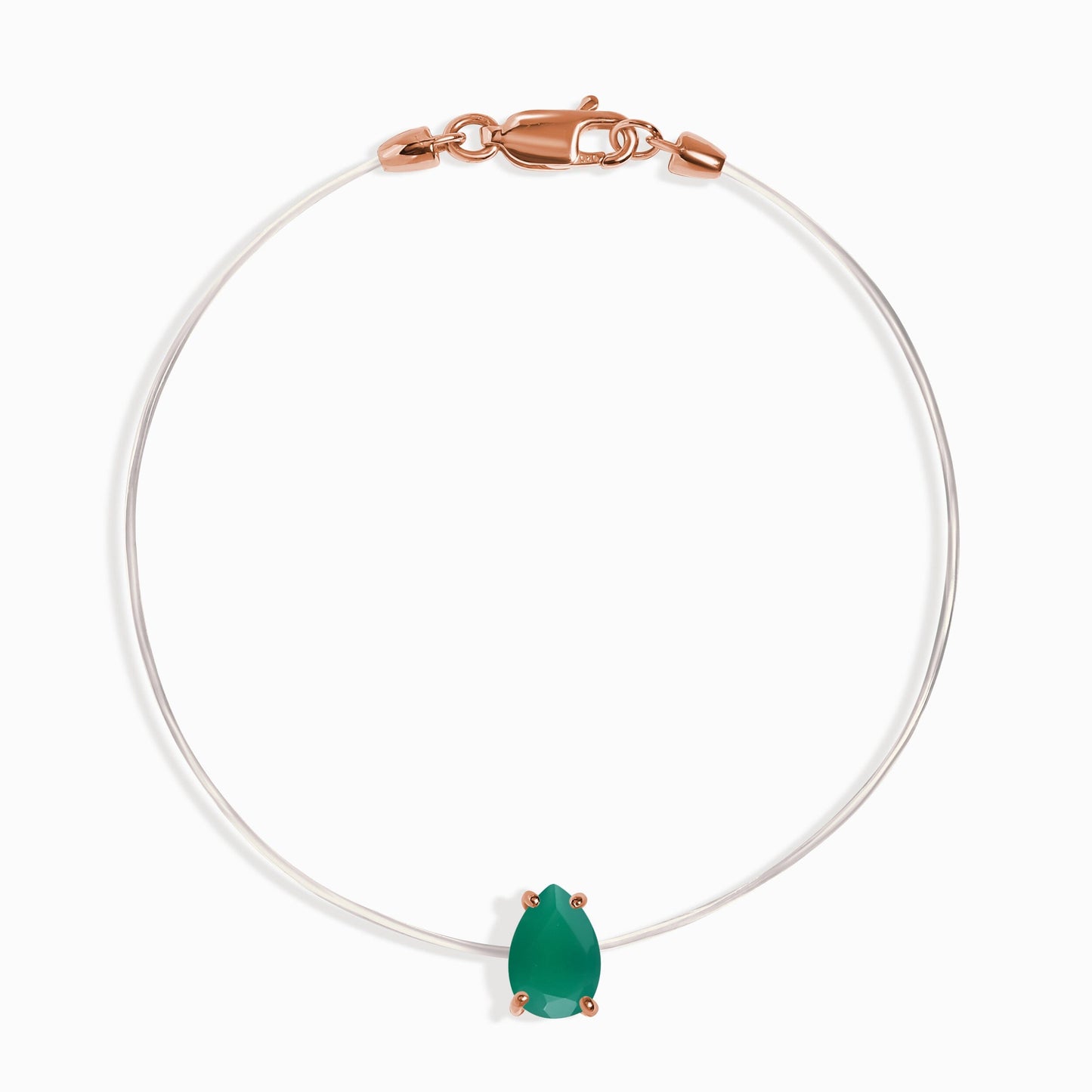 Bracelet en onyx vert flottant - Pierre de naissance de mai