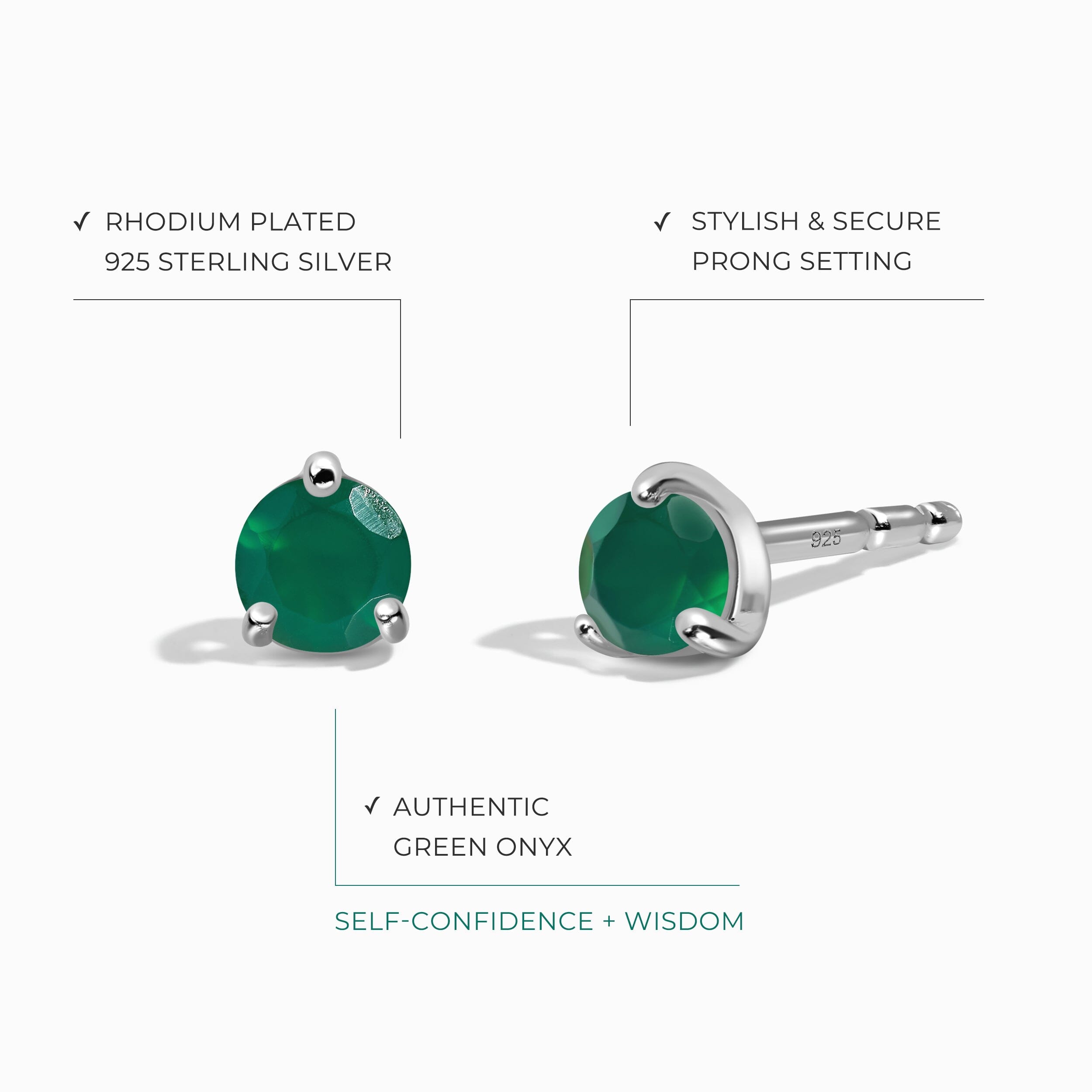 Green Onyx Round Studs - May Birthstone