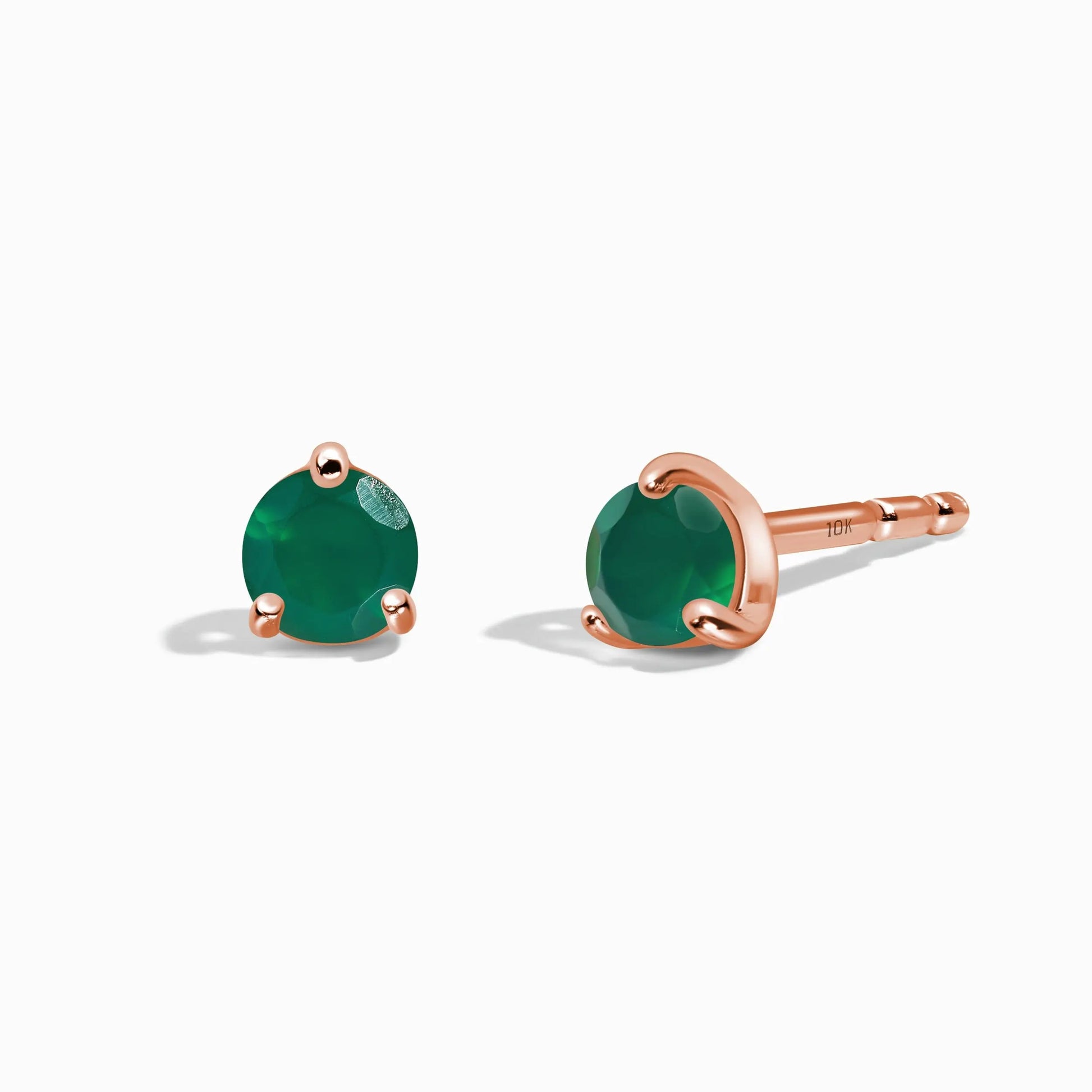Green Onyx Round Studs - May Birthstone Moon Magic