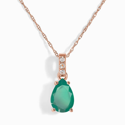 Green Onyx Diamond Necklace Sway - May Birthstone Moon Magic