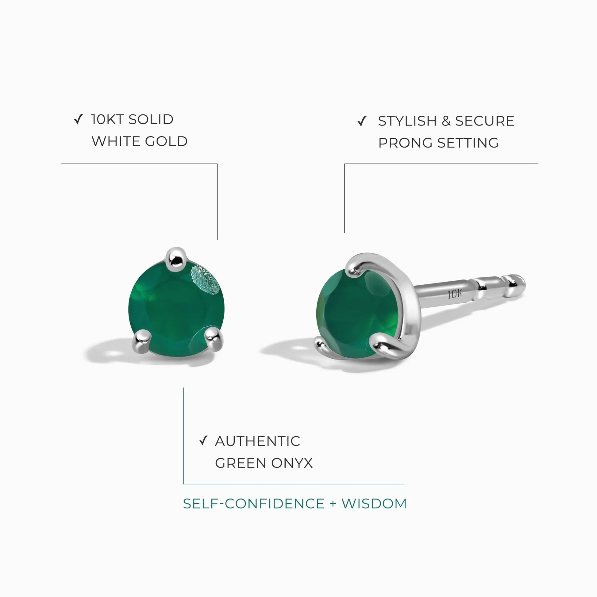 Green Onyx Round Studs - May Birthstone Moon Magic