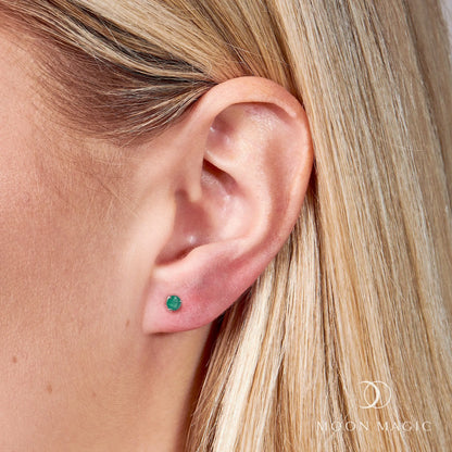 Green Onyx Round Studs - May Birthstone Moon Magic