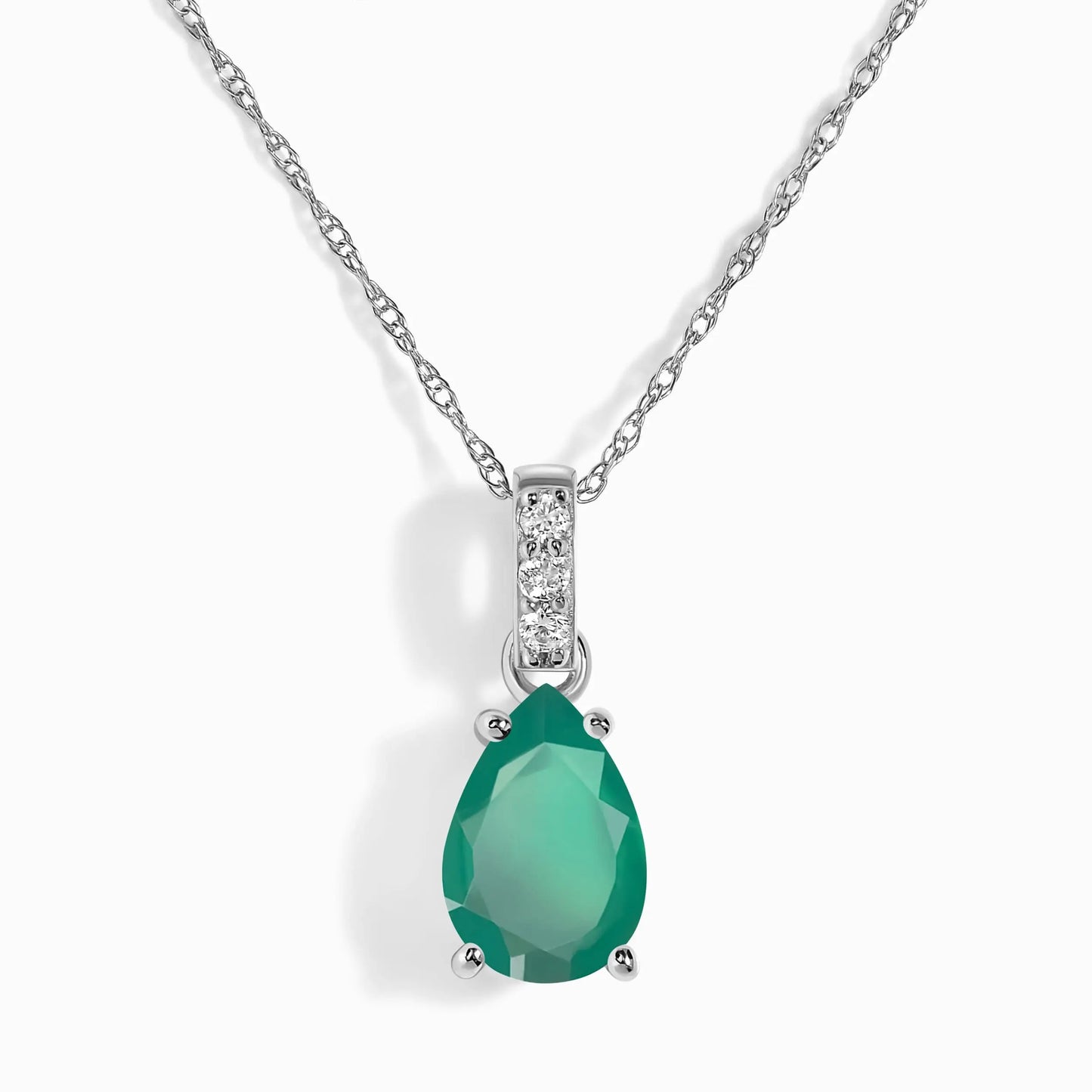 Green Onyx Diamond Necklace Sway - May Birthstone Moon Magic