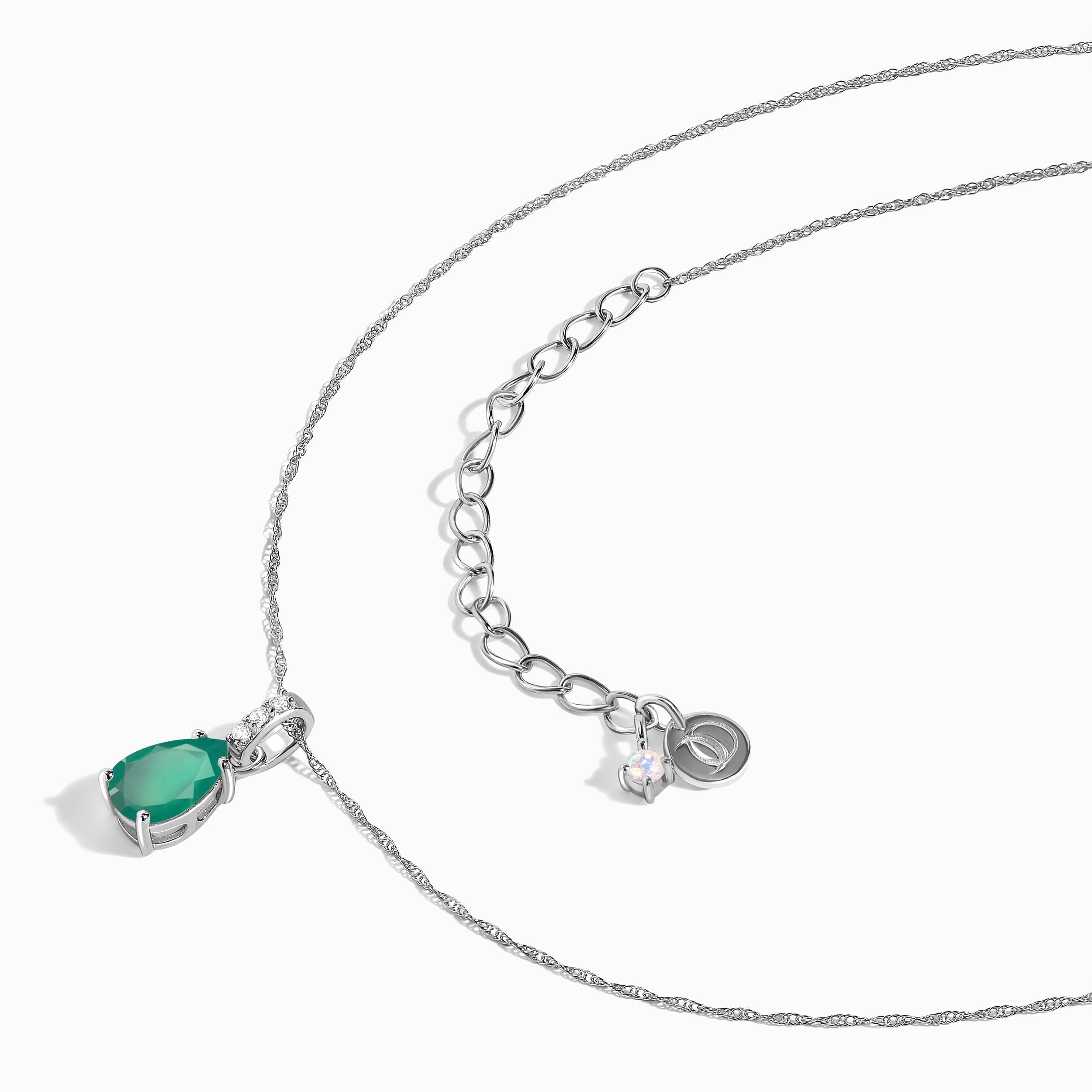 Green Onyx Diamond Necklace Sway - May Birthstone