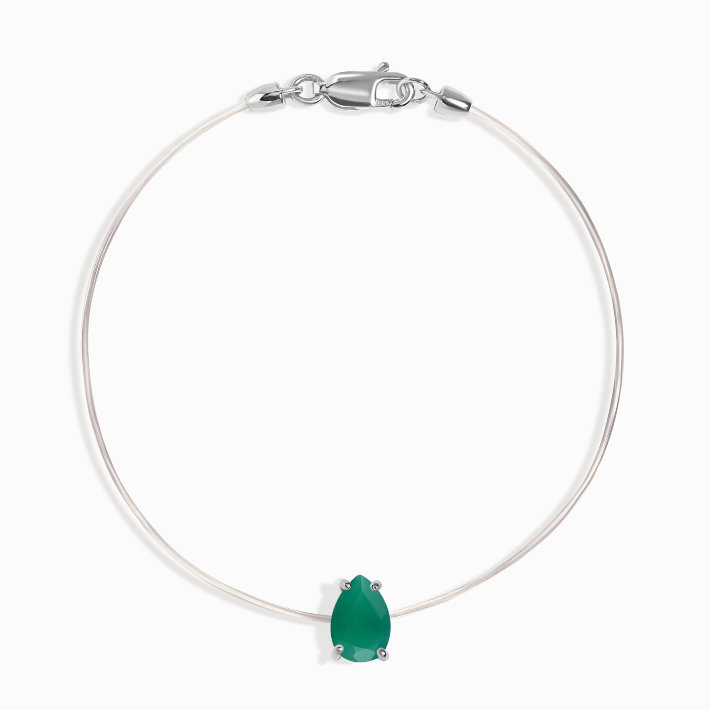 Bracelet en onyx vert flottant - Pierre de naissance de mai