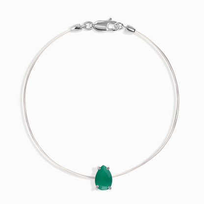 Bracelet en onyx vert flottant - Pierre de naissance de mai