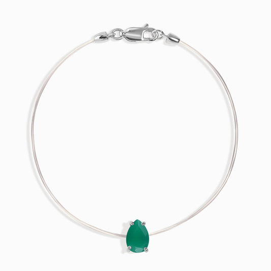 Bracelet en onyx vert flottant - Pierre de naissance de mai