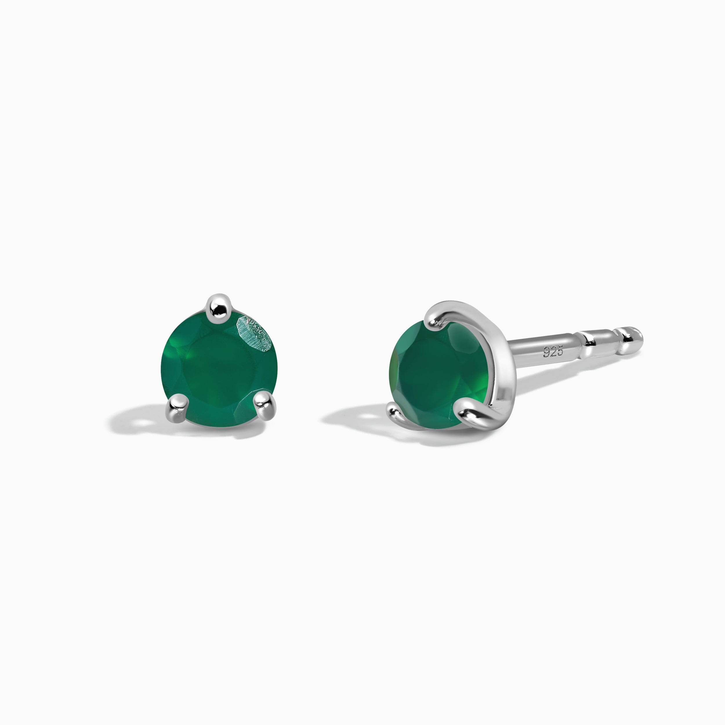 Green Onyx Round Studs - May Birthstone