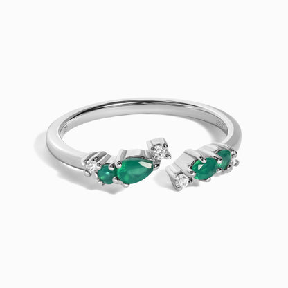 Bague ajustable en onyx vert Flourish – Pierre de naissance de mai