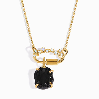 Collier d'unité céleste en obsidienne noire