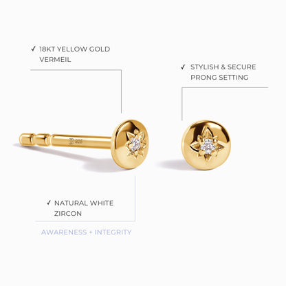 Boucles d'oreilles en zircon blanc - Étoile du Nord