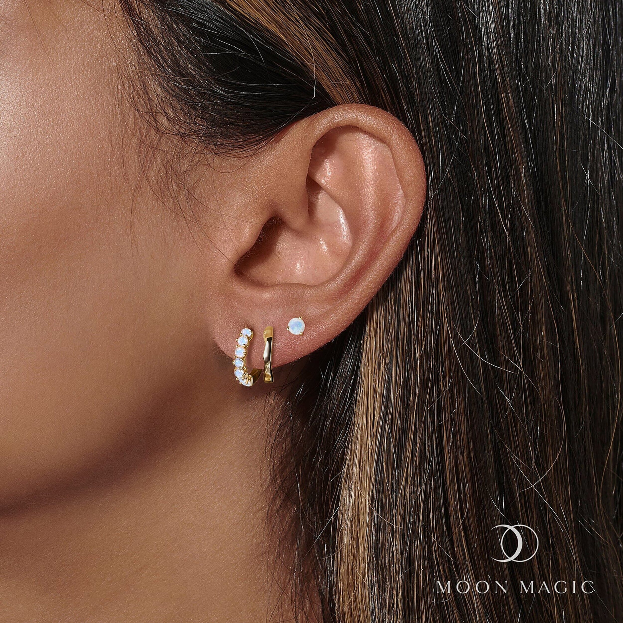 Moonstone Hoop Earring Set - Classic Trio