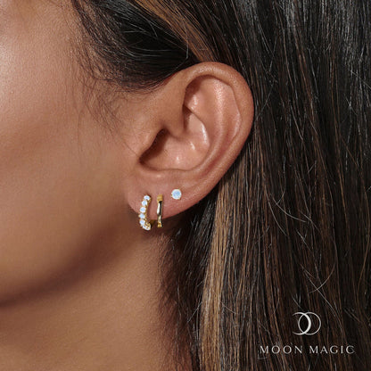 Ensemble de boucles d'oreilles créoles en pierre de lune - Trio classique