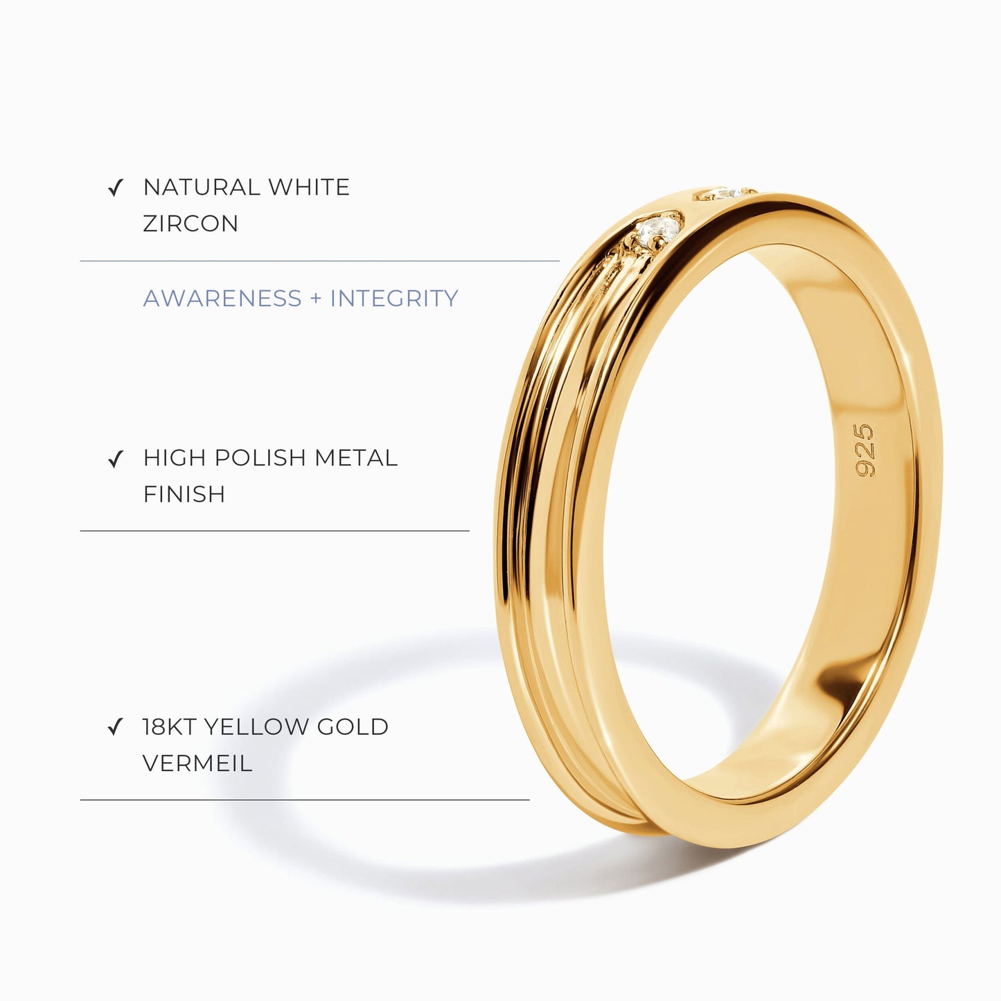 Bague unisexe en zircon blanc - Individualiste