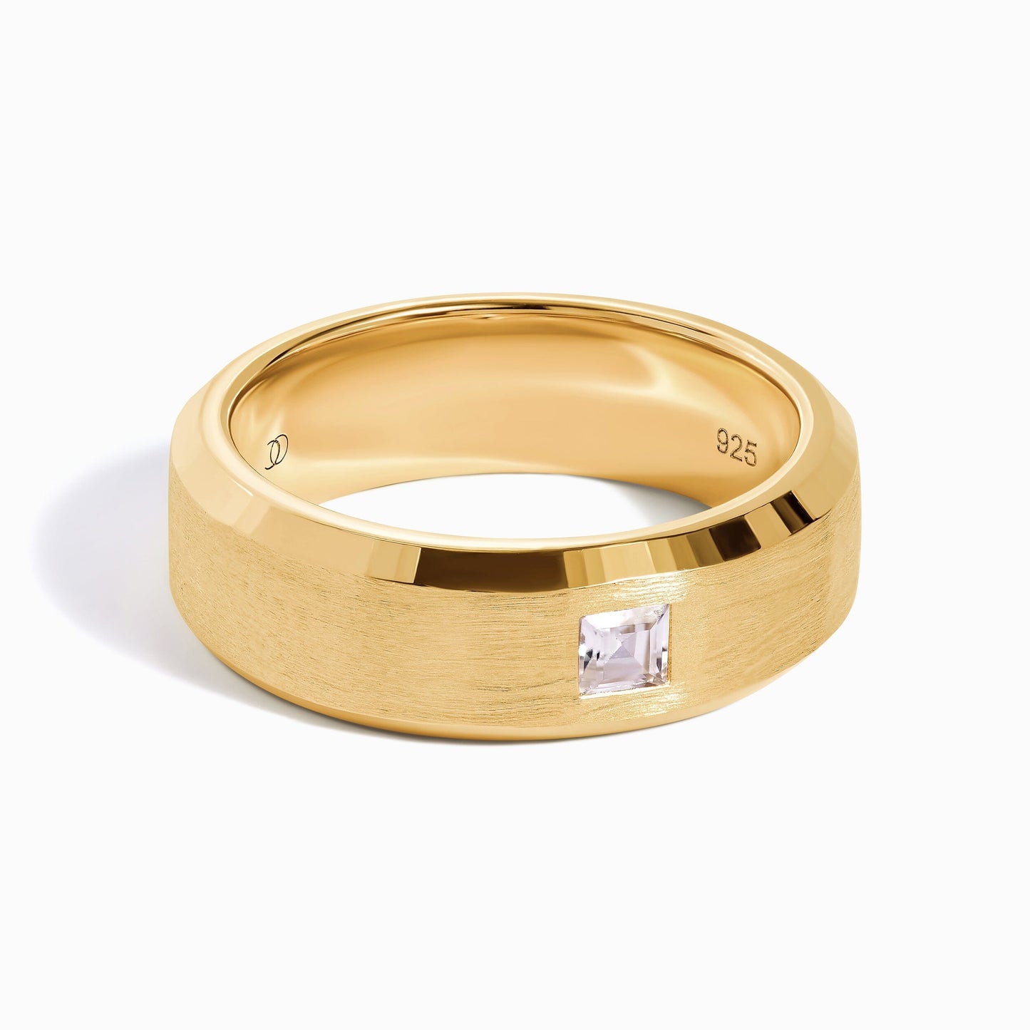 Bague unisexe en zircon blanc - Fabriquée