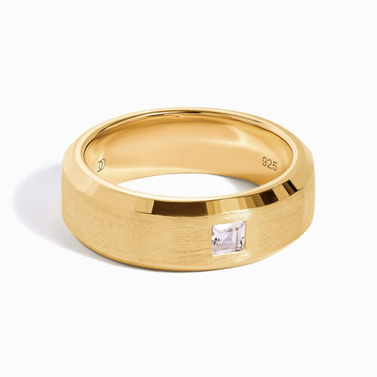 Bague unisexe en zircon blanc - Fabriquée