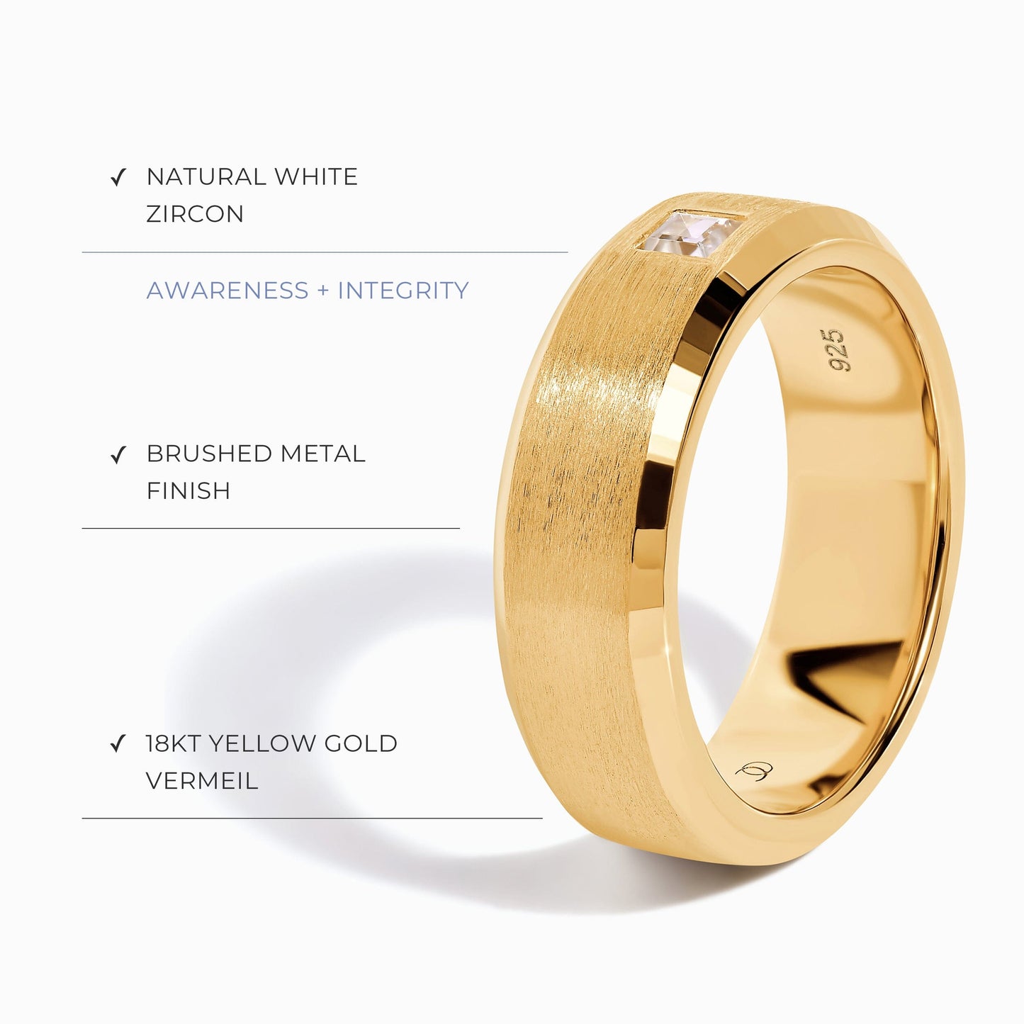 Bague unisexe en zircon blanc - Fabriquée