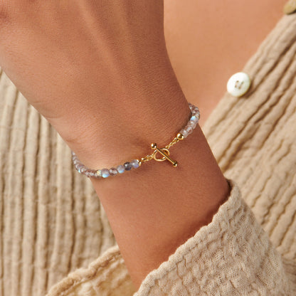 Bracelet de perles en labradorite avec fermoir en T - Augmentez vos vibrations