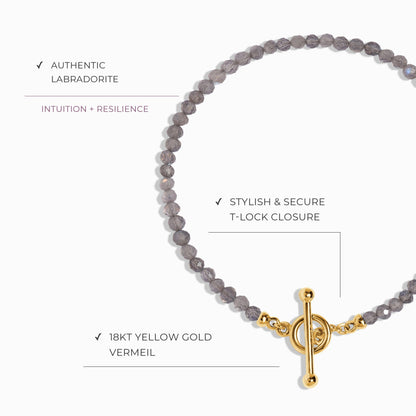 Bracelet de perles en labradorite avec fermoir en T - Augmentez vos vibrations