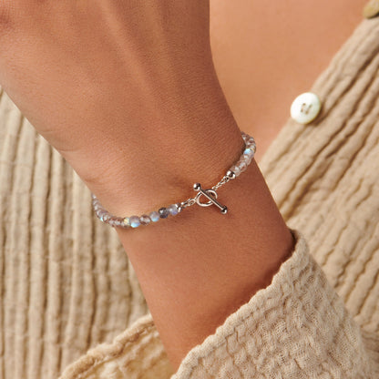 Bracelet de perles en labradorite avec fermoir en T - Augmentez vos vibrations