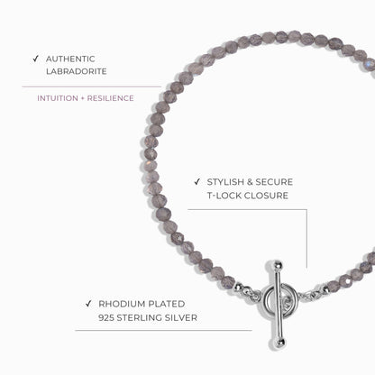 Bracelet de perles en labradorite avec fermoir en T - Augmentez vos vibrations