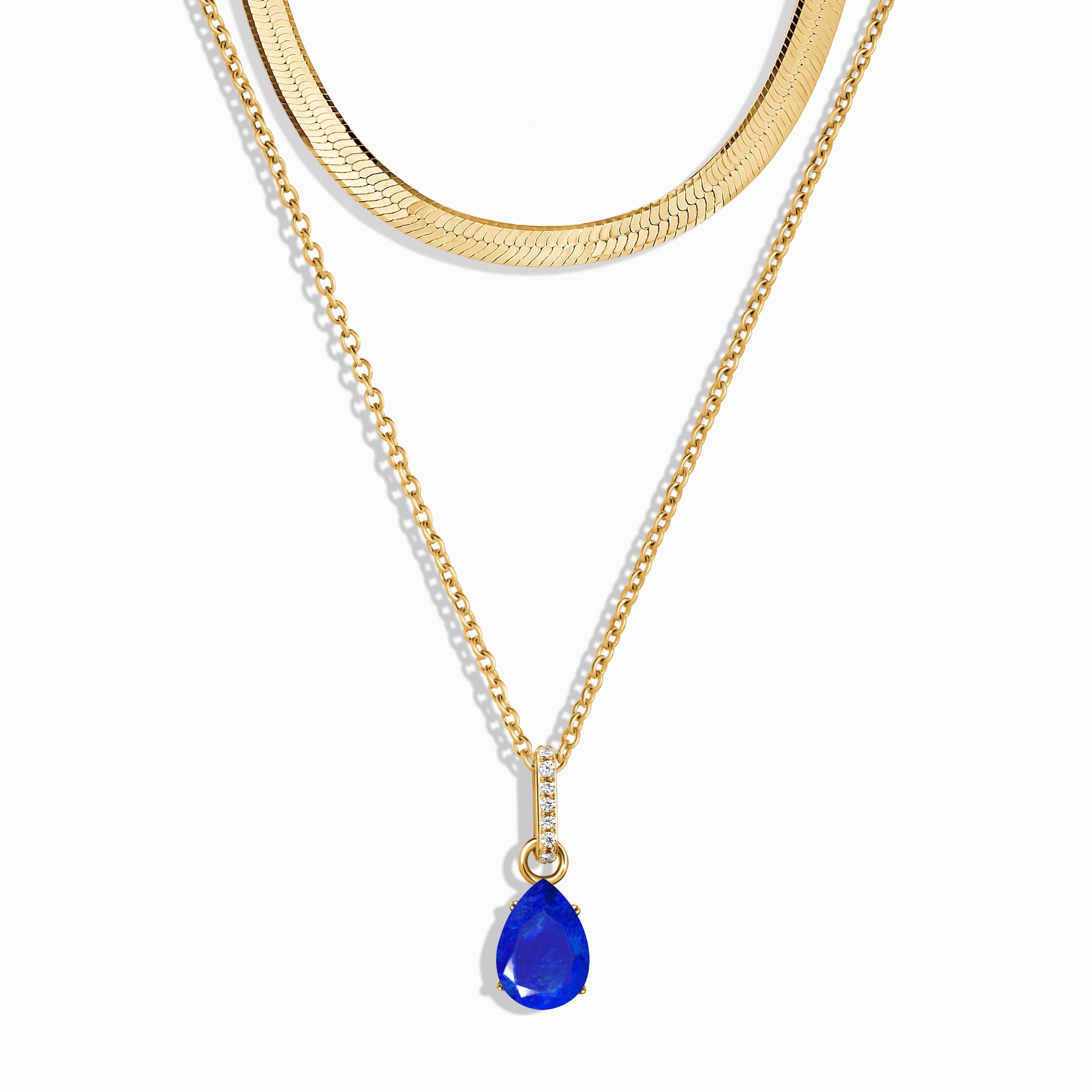 Lapis Lazuli Birthstone Sway Necklace & Herringbone Chain