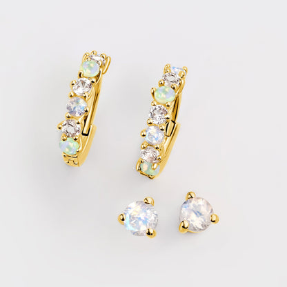 Ensemble de boucles d'oreilles créoles en pierre de lune et opale - High Vibes