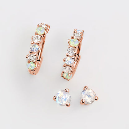 Ensemble de boucles d'oreilles créoles en pierre de lune et opale - High Vibes