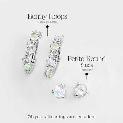 Ensemble de boucles d'oreilles créoles en pierre de lune et opale - High Vibes