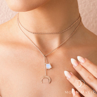 Collier en cristal brut - Pierre de lune unie