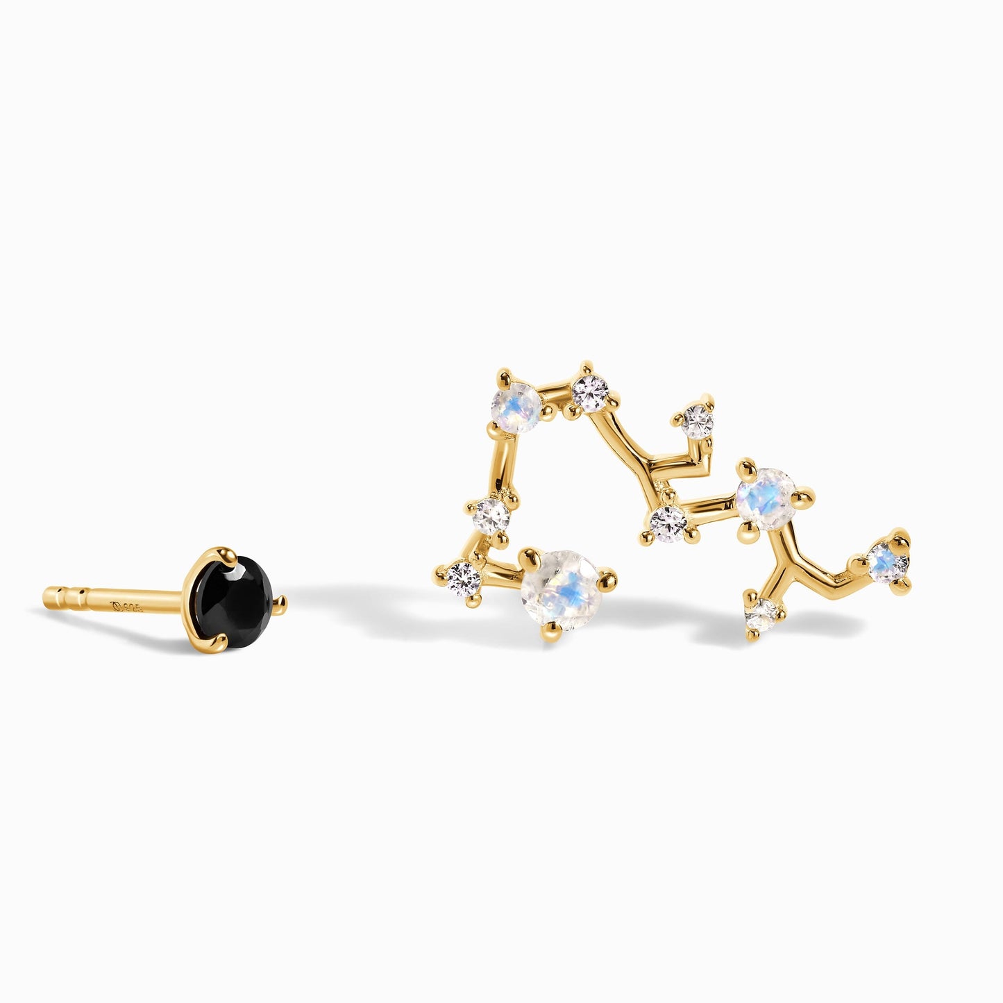 Clous d'oreilles avec pierre de naissance du zodiaque - Onyx noir Sagittaire