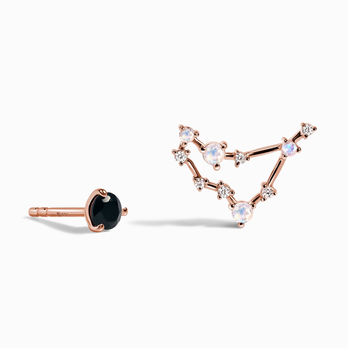 Clous d'oreilles avec pierre de naissance du zodiaque - Capricorne, onyx noir