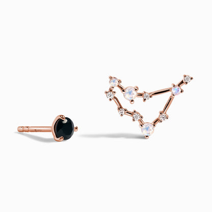 Clous d'oreilles avec pierre de naissance du zodiaque - Capricorne, onyx noir
