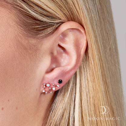 Clous d'oreilles avec pierre de naissance du zodiaque - Onyx noir Sagittaire
