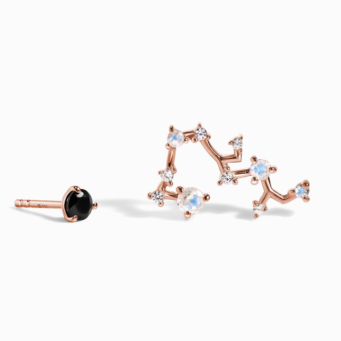 Clous d'oreilles avec pierre de naissance du zodiaque - Onyx noir Sagittaire