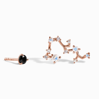 Clous d'oreilles avec pierre de naissance du zodiaque - Onyx noir Sagittaire