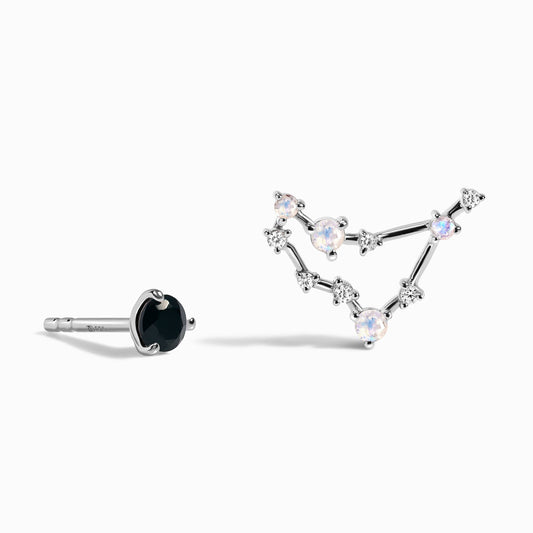 Clous d'oreilles avec pierre de naissance du zodiaque - Capricorne, onyx noir