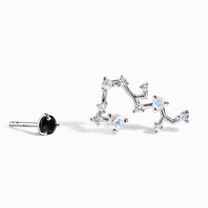 Clous d'oreilles avec pierre de naissance du zodiaque - Onyx noir Sagittaire