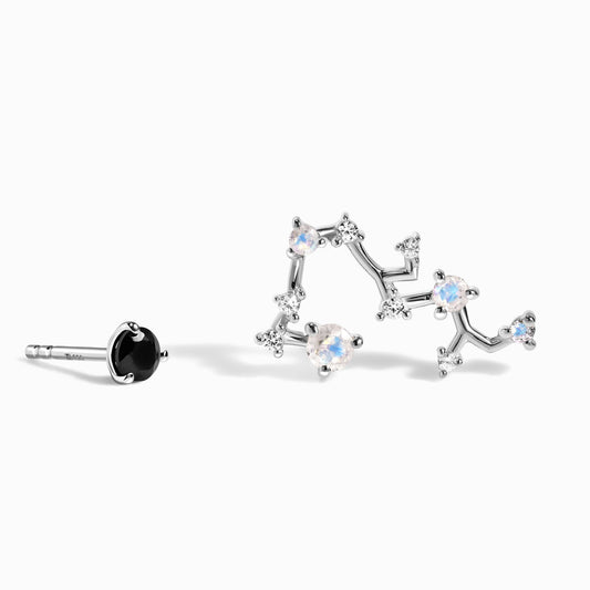 Clous d'oreilles avec pierre de naissance du zodiaque - Onyx noir Sagittaire