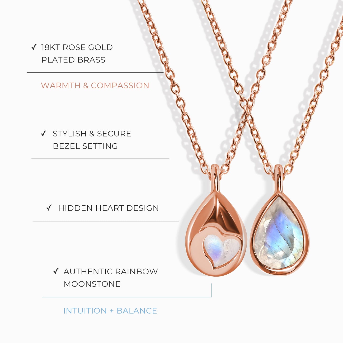 Collier Pierre de Lune - Cœur Caché