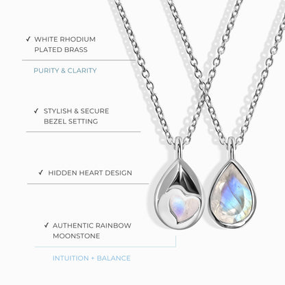 Collier Pierre de Lune - Cœur Caché