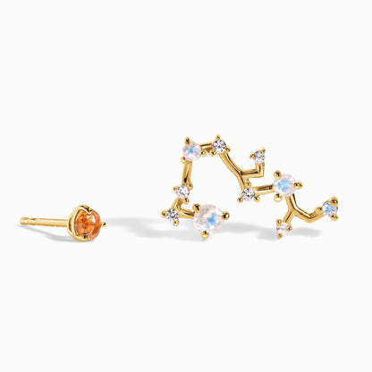 Clous d'oreilles avec pierre de naissance du zodiaque - Citrine Sagittaire