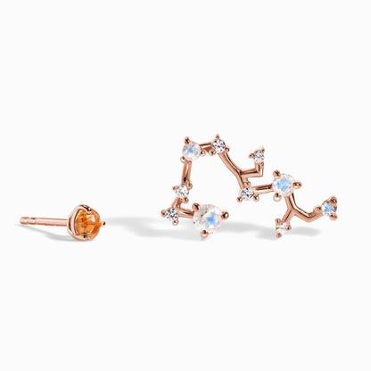 Clous d'oreilles avec pierre de naissance du zodiaque - Citrine Sagittaire